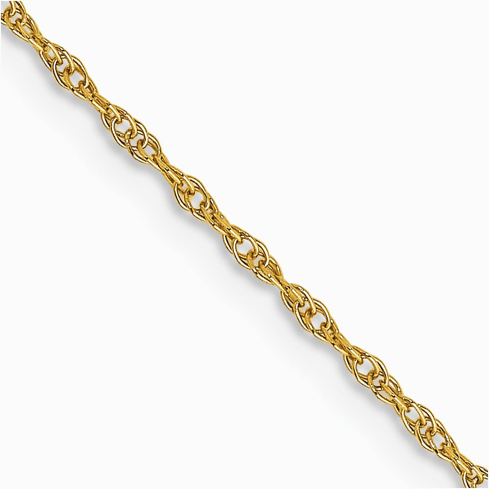14K Yellow Gold .95 mm Carded Cable Rope Chain Necklace 14"-24"