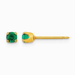 14K Yellow Gold 3 mm May Crystal Birthstone Post Earrings - Product Photo