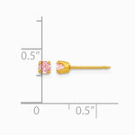14K Yellow Gold 3mm June Crystal Birthstone Post Earrings - Product Photo