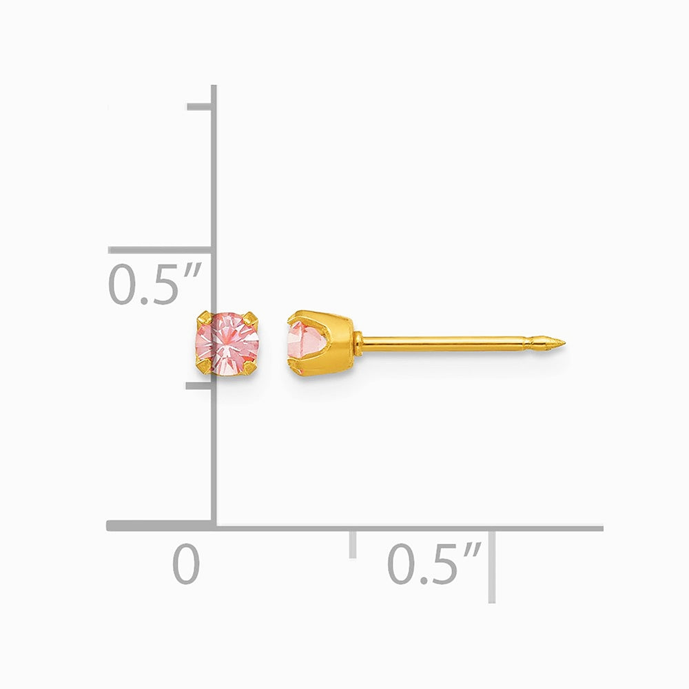 14K Yellow Gold 3mm June Crystal Birthstone Post Earrings - Product Photo