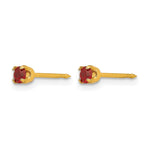 14K Yellow Gold 3mm July Crystal Birthstone Post Earrings - Product Photo