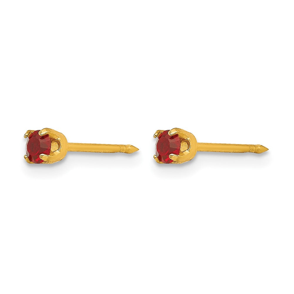 14K Yellow Gold 3mm July Crystal Birthstone Post Earrings - Product Photo