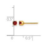 14K Yellow Gold 3mm July Crystal Birthstone Post Earrings - Product Photo