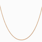 14K Rose Gold 1.15mm Carded Cable Rope Chain Necklace 16"-24" - Product Photo