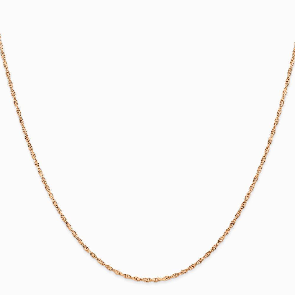 14K Rose Gold 1.15mm Carded Cable Rope Chain Necklace 16"-24" - Product Photo