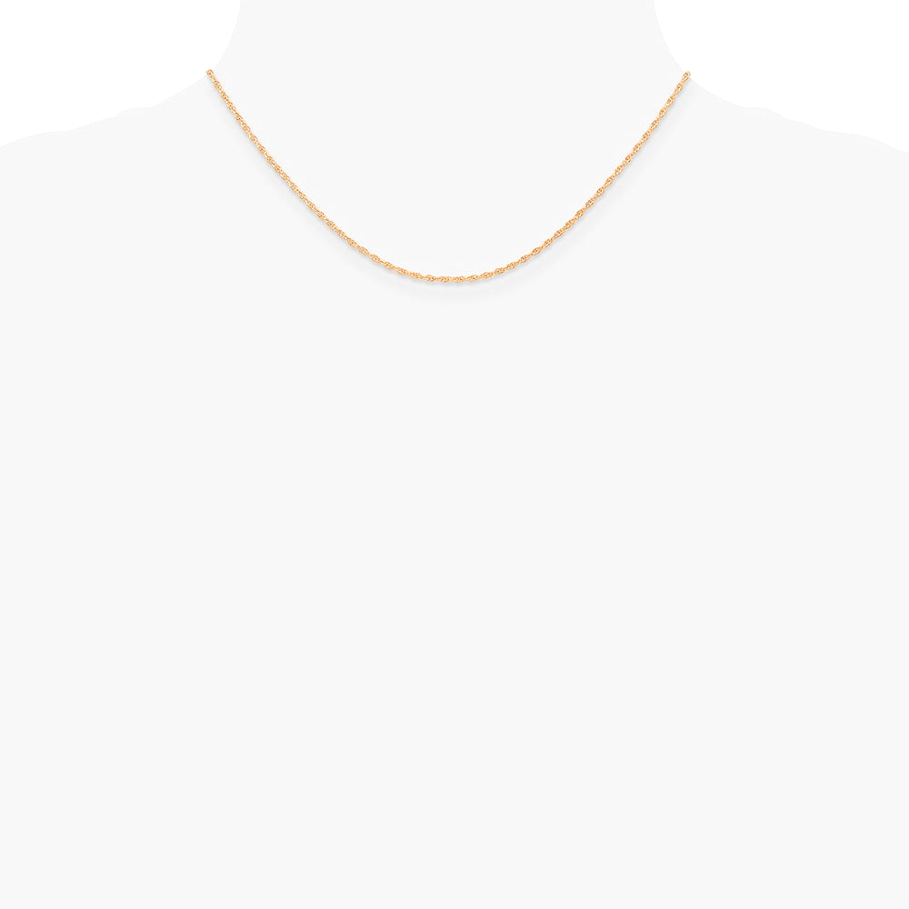 14K Rose Gold 1.15mm Carded Cable Rope Chain Necklace 16"-24" - Product Photo