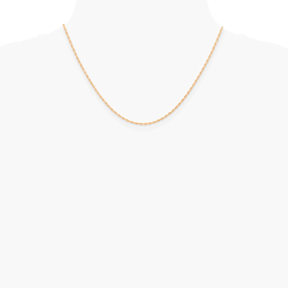 14K Rose Gold 1.15mm Carded Cable Rope Chain Necklace 16"-24" - Product Photo