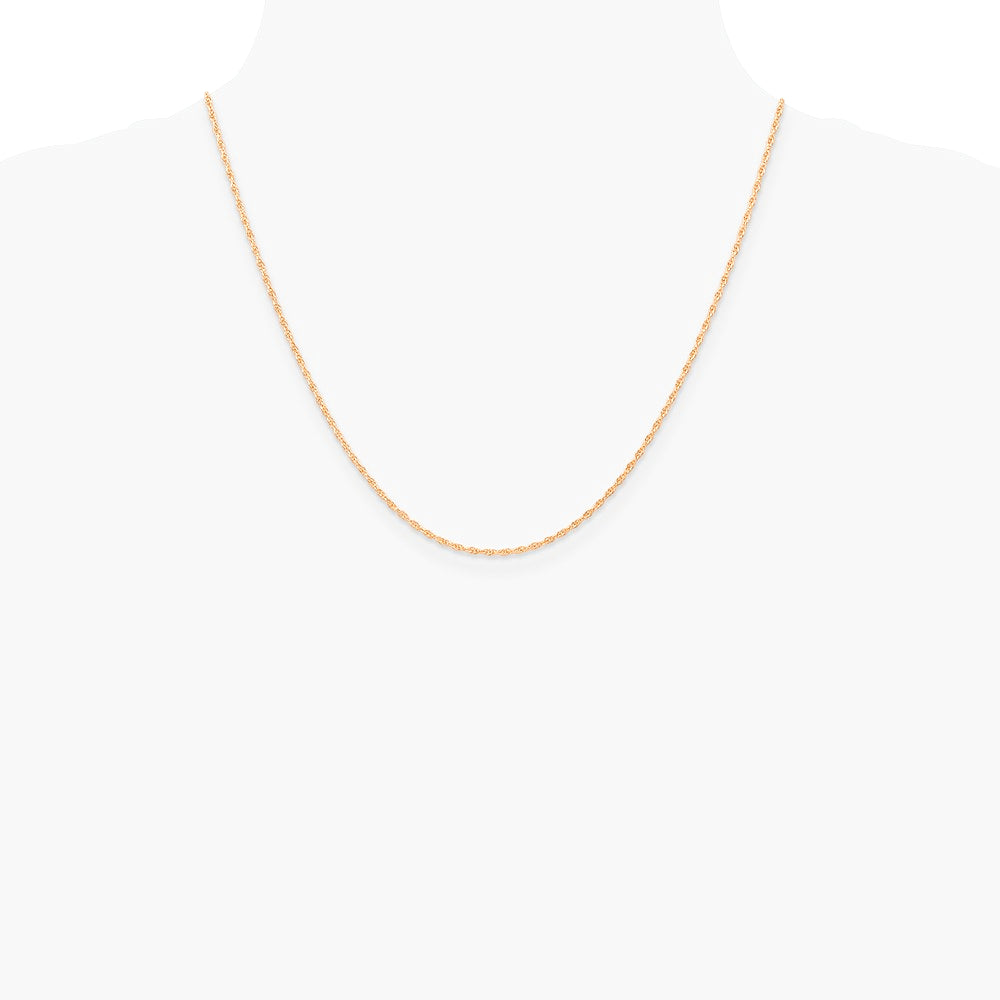 14K Rose Gold 1.15mm Carded Cable Rope Chain Necklace 16"-24" - Product Photo