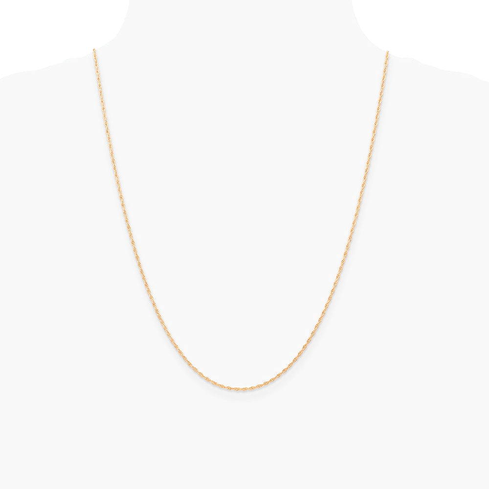 14K Rose Gold 1.15mm Carded Cable Rope Chain Necklace 16"-24" - Product Photo