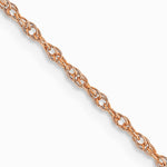 14K Rose Gold 1.15mm Carded Cable Rope Chain Necklace 16"-24" - Product Photo