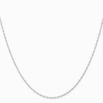 14K White Gold 1.15mm Carded Cable Rope Chain Necklace 16"-24" - Product Photo