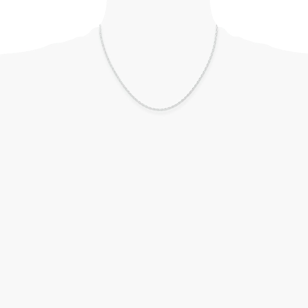 14K White Gold 1.15mm Carded Cable Rope Chain Necklace 16"-24" - Product Photo