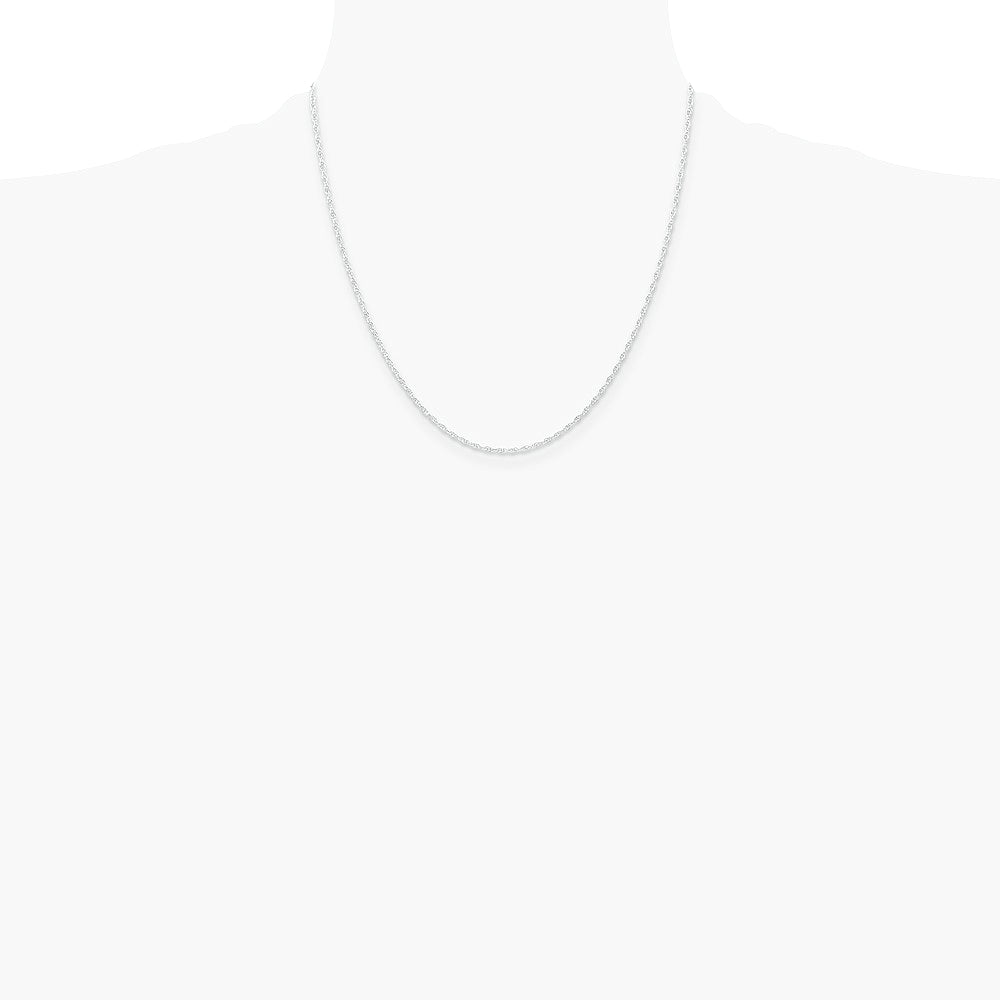 14K White Gold 1.15mm Carded Cable Rope Chain Necklace 16"-24" - Product Photo