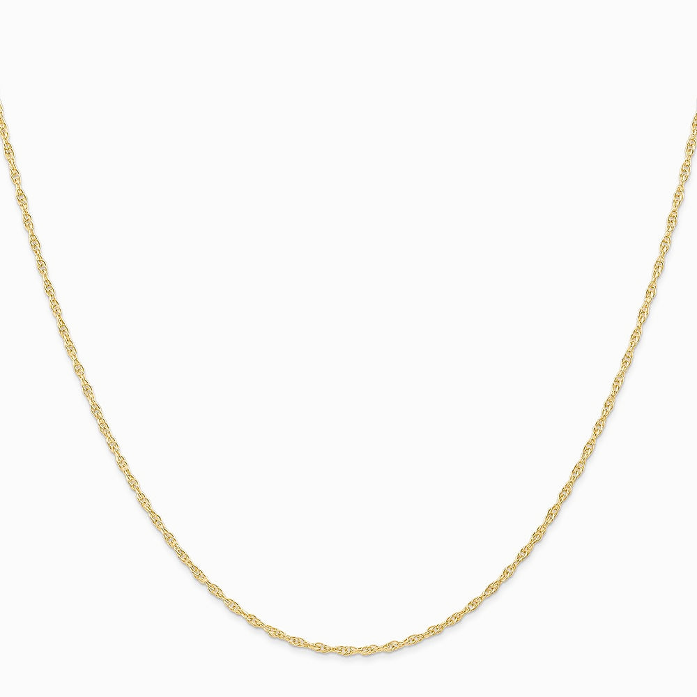 14K Yellow Gold 1.15mm Carded Cable Rope Chain Necklace 16"-24" - Product Photo