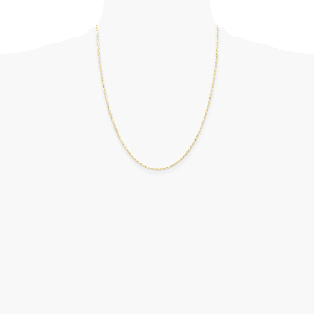 14K Yellow Gold 1.15mm Carded Cable Rope Chain Necklace 16"-24" - Product Photo