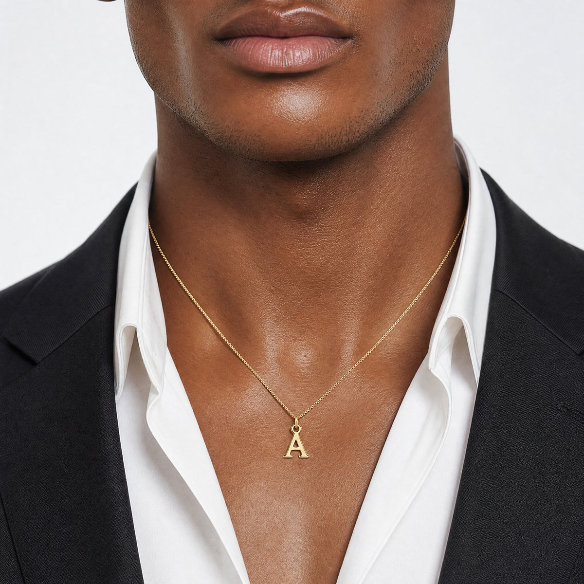 14ky Cutout Letter A Initial Pendant - Model Shot