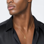 14ky Cutout Letter A Initial Pendant - Model Shot