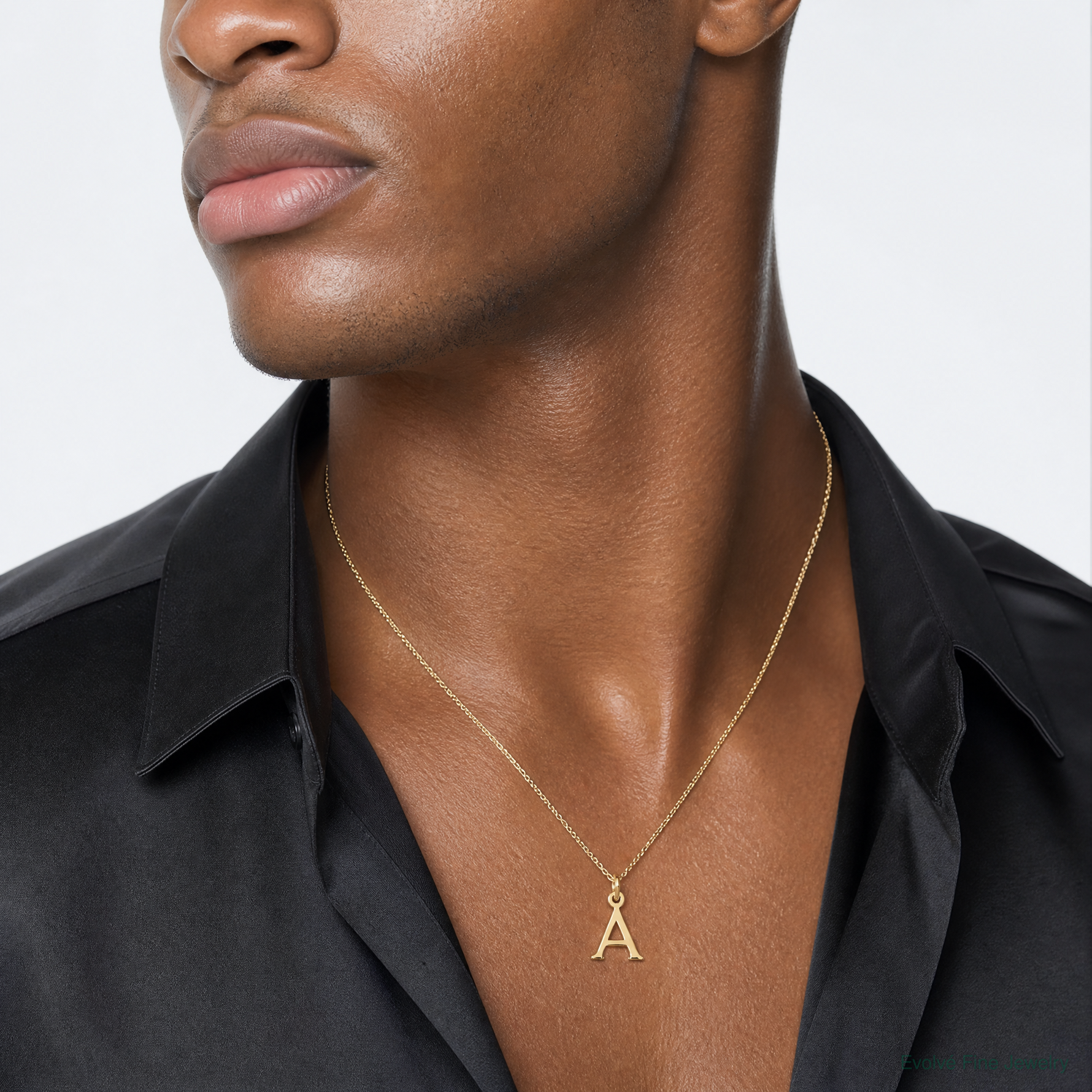 14ky Cutout Letter A Initial Pendant - Model Shot
