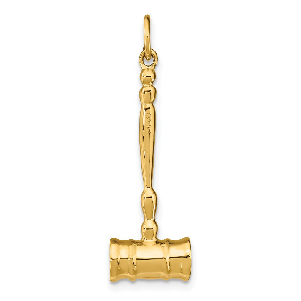 14K Yellow Gold 3-D Gavel Charm - Product Photo