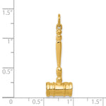 14K Yellow Gold 3-D Gavel Charm - Product Photo