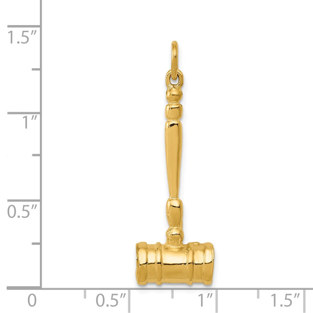 14K Yellow Gold 3-D Gavel Charm - Product Photo