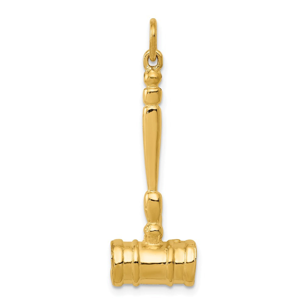14K Yellow Gold 3-D Gavel Charm - Product Photo