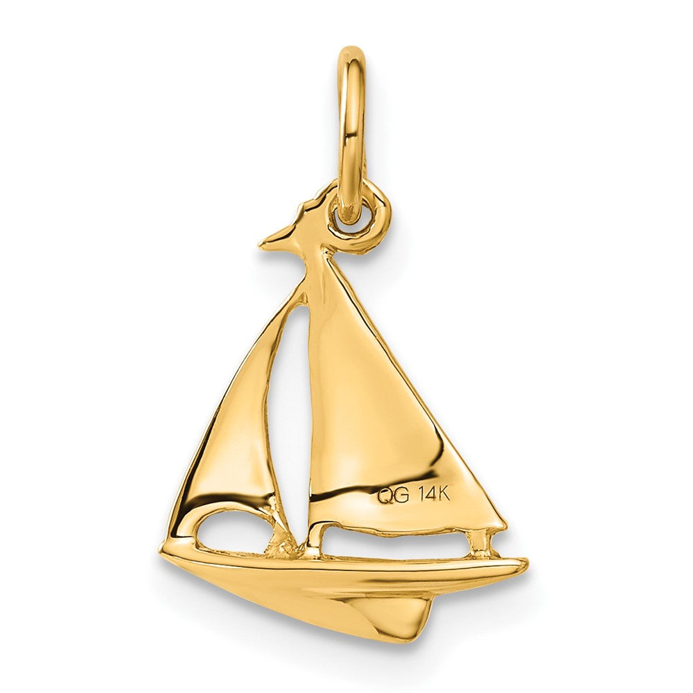 14K Yellow Gold 3D Sailboat Charm - Product Photo