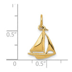 14K Yellow Gold 3D Sailboat Charm - Product Photo