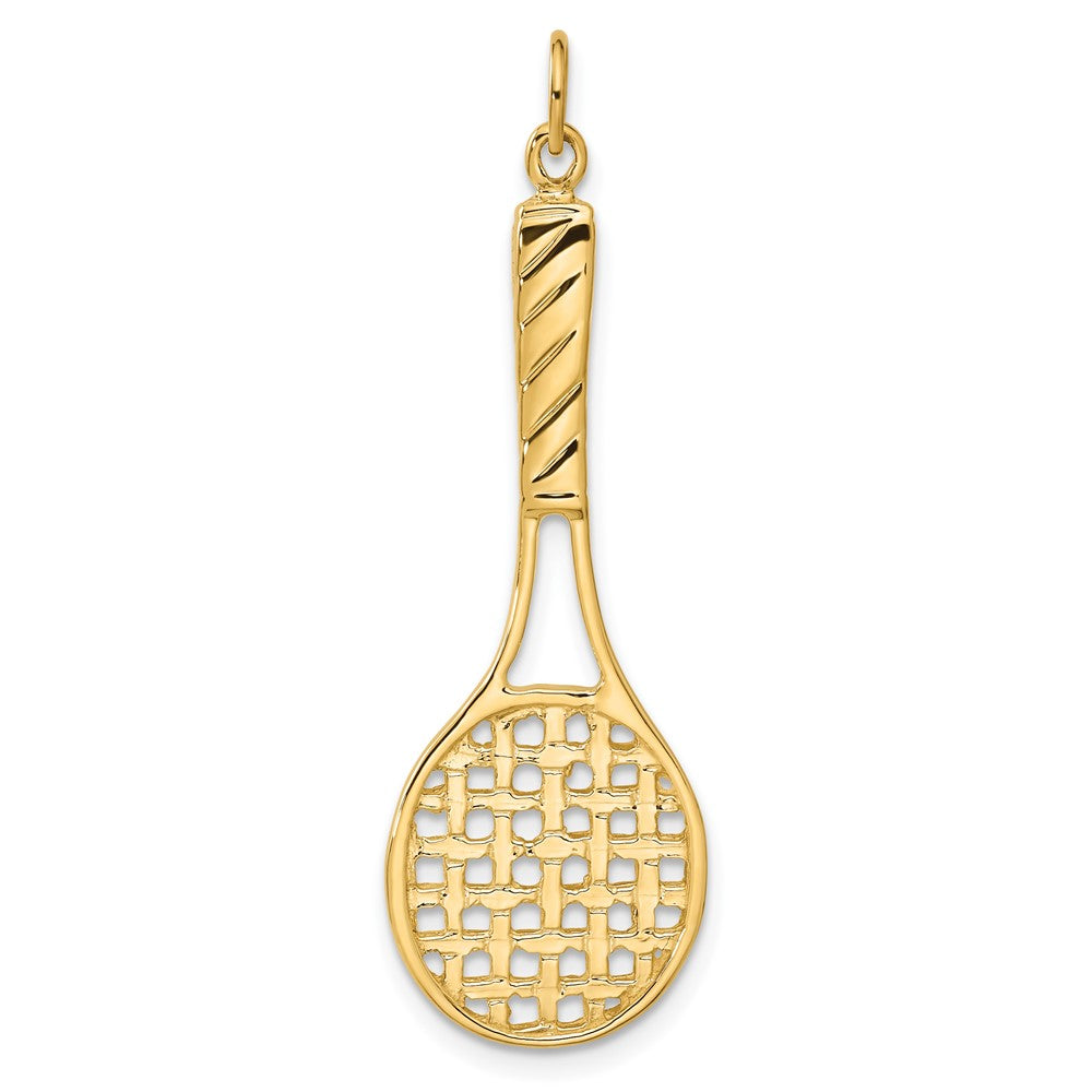 14K  3D Tennis Racquet Pendant - Product Photo