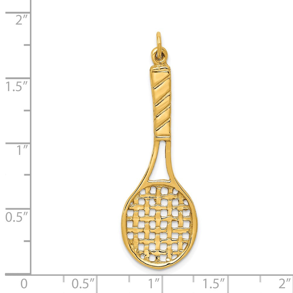 14K  3D Tennis Racquet Pendant - Product Photo