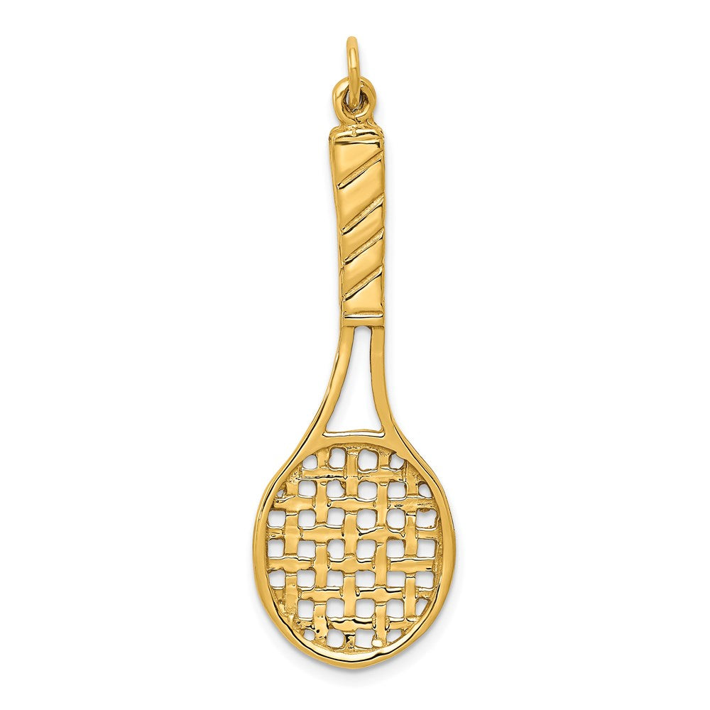 14K  3D Tennis Racquet Pendant - Product Photo
