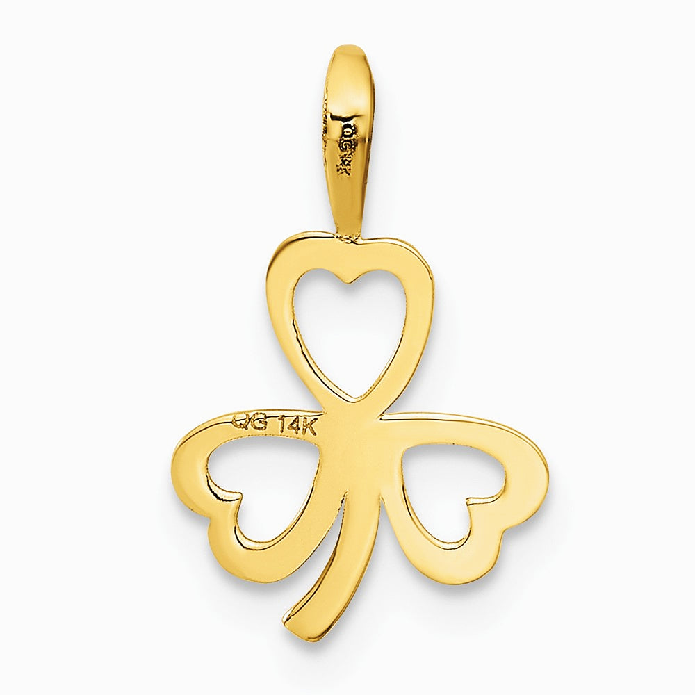 10K / 14K Yellow Gold Heart Clover Charm - Product Photo