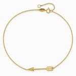 14K Yellow Gold Polished Arrow 10in Plus 1in ext. Anklet - Product Photo