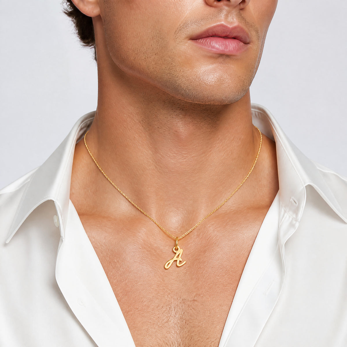 14K Uppercase Letter A Initial Charm - Model Shot