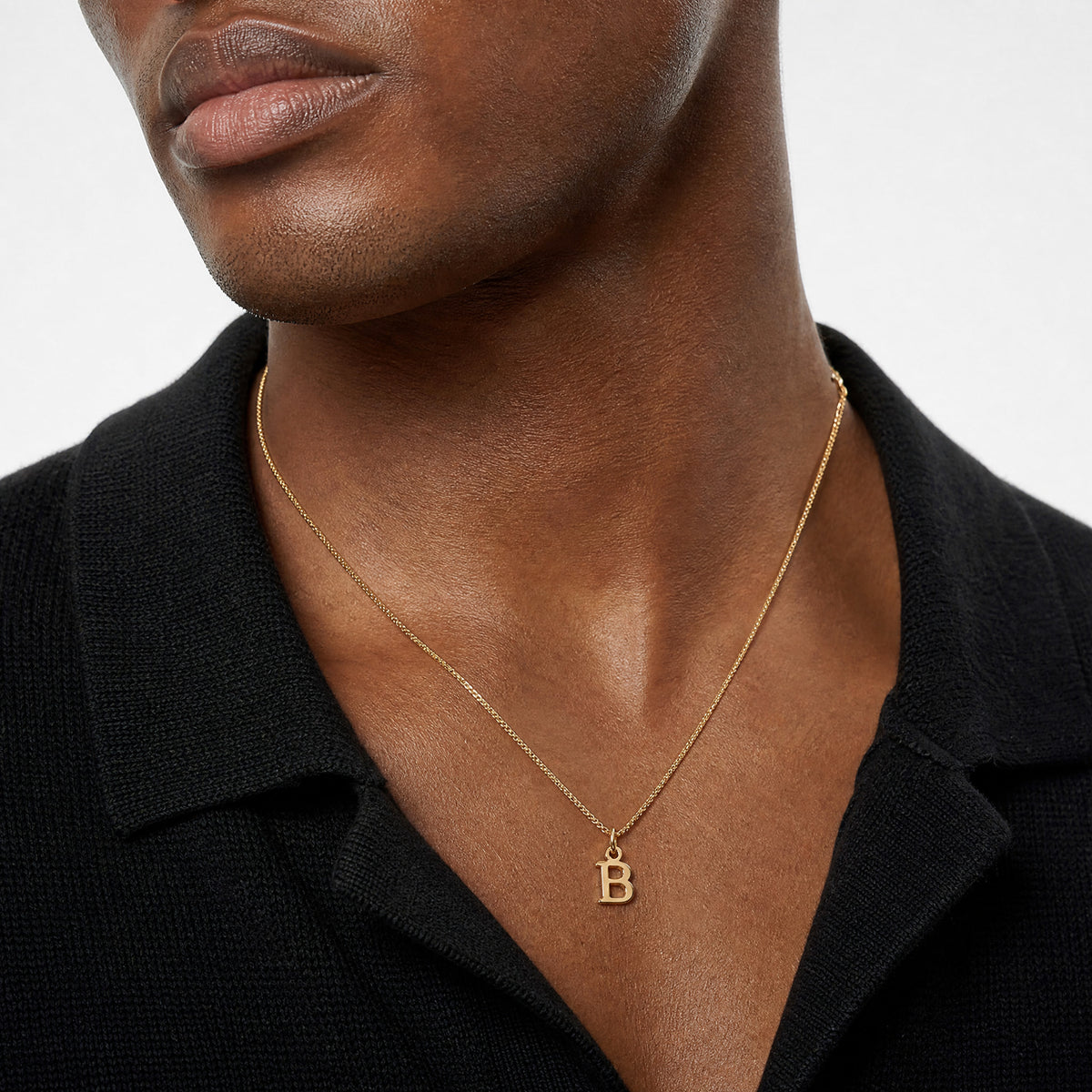 14ky Cutout Letter B Initial Pendant - Model Shot