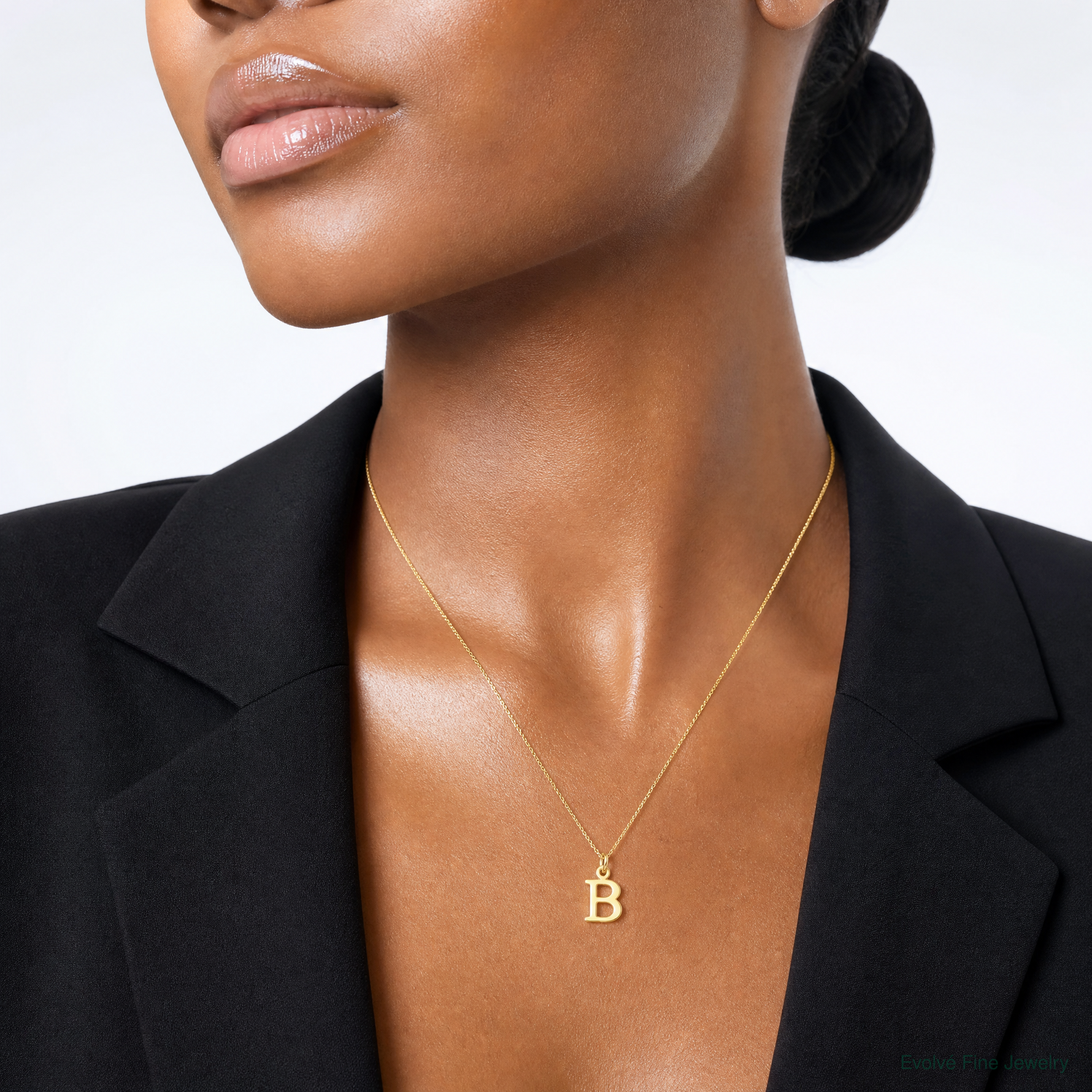 14ky Cutout Letter B Initial Pendant - Model Shot