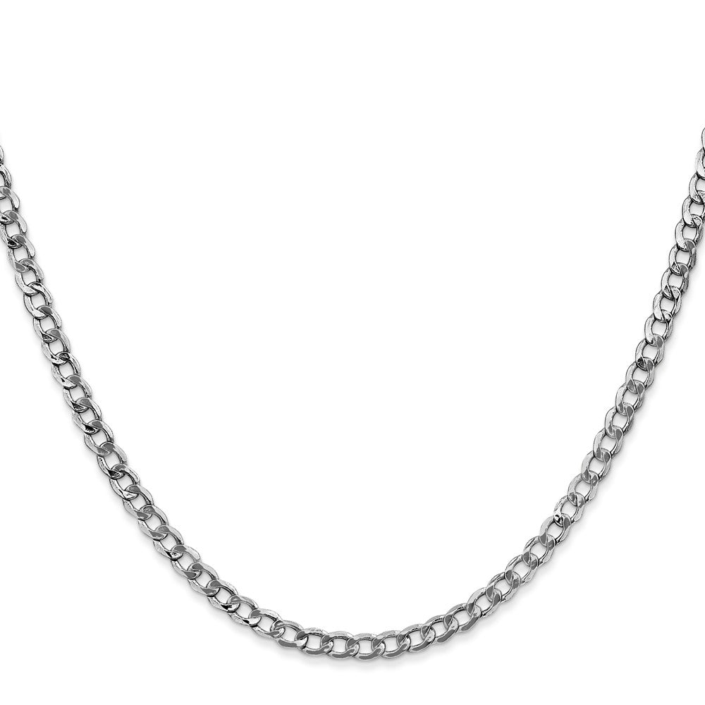 14k White Gold 3.35mm Semi-Solid Curb Chain - Product Photo