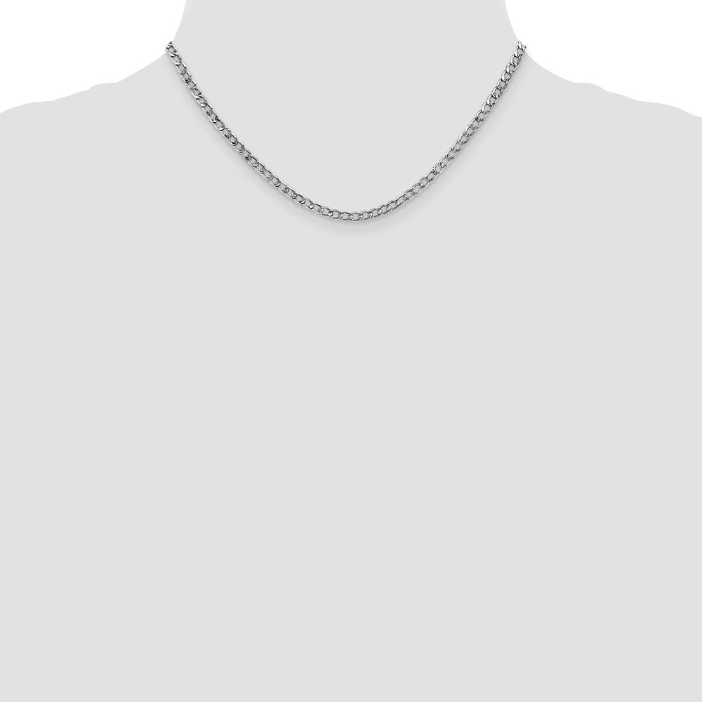 14k White Gold 3.35mm Semi-Solid Curb Chain - Product Photo