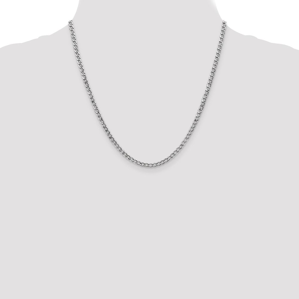 14k White Gold 3.35mm Semi-Solid Curb Chain - Product Photo