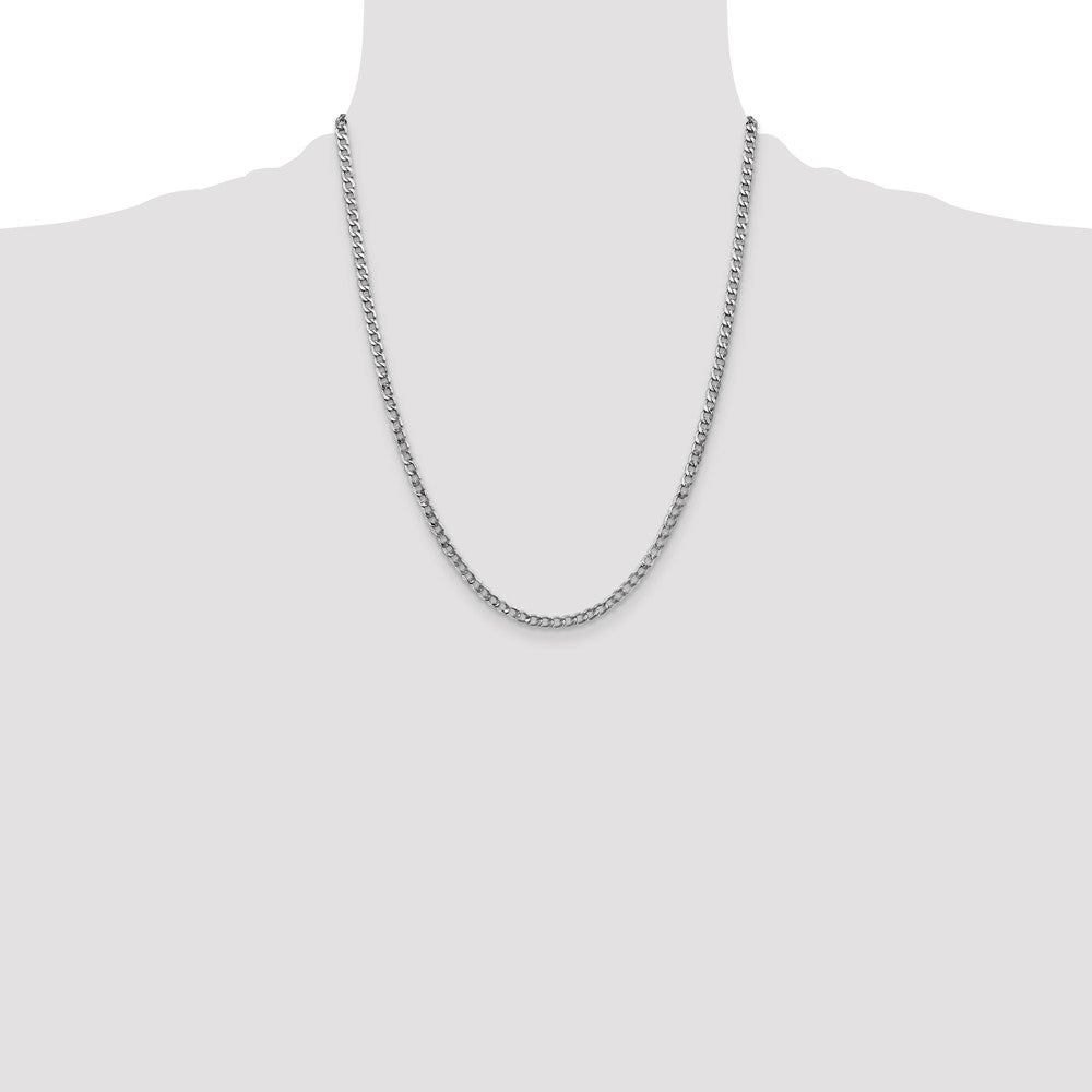 14k White Gold 3.35mm Semi-Solid Curb Chain - Product Photo