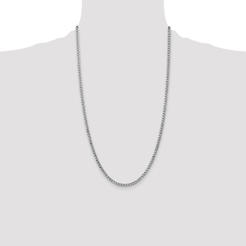 14k White Gold 3.35mm Semi-Solid Curb Chain - Product Photo