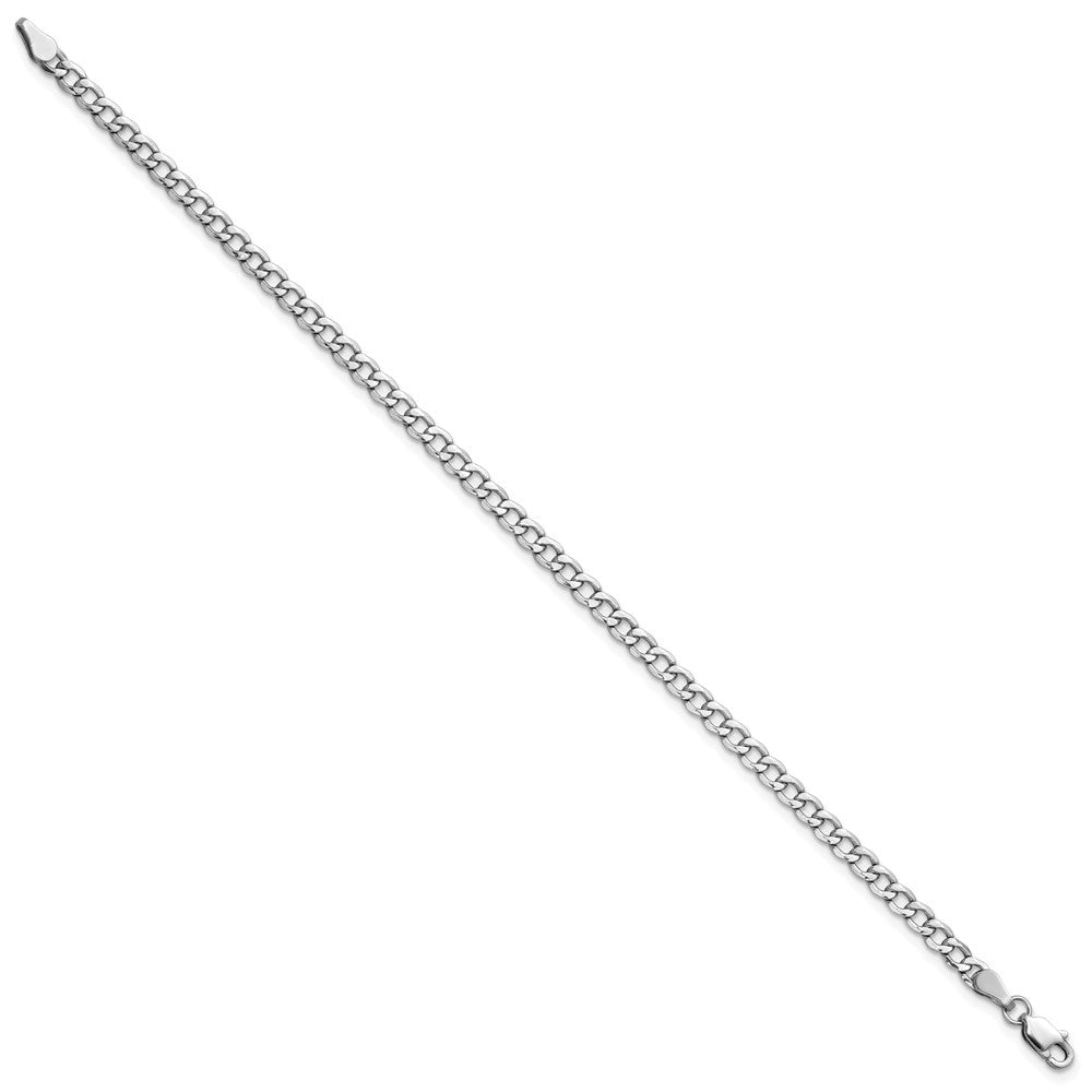 14k White Gold 3.35mm Semi-Solid Curb Chain Anklet - Product Photo