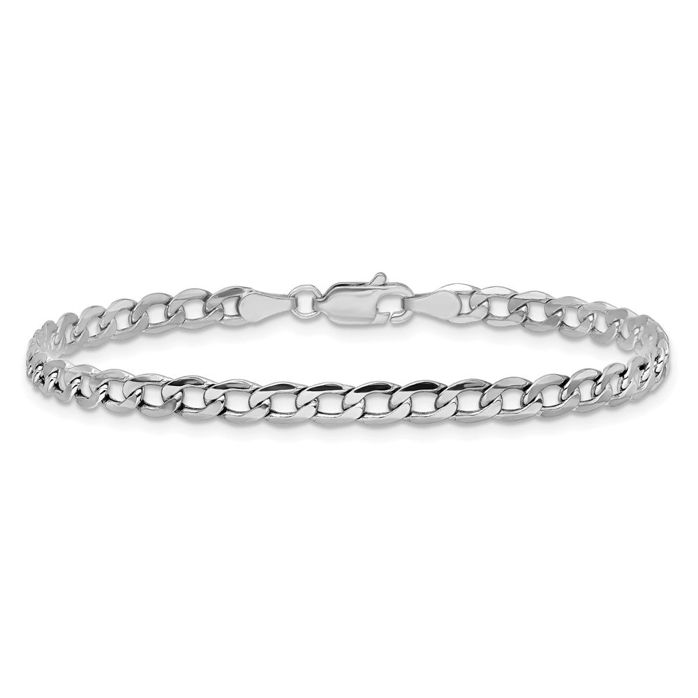 14k White Gold 3.35mm Semi-Solid Curb Chain Anklet - Product Photo