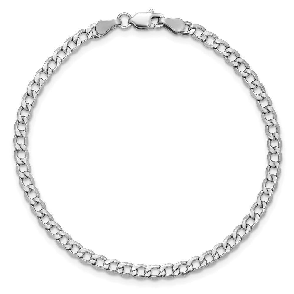 14k White Gold 3.35mm Semi-Solid Curb Chain Anklet - Product Photo