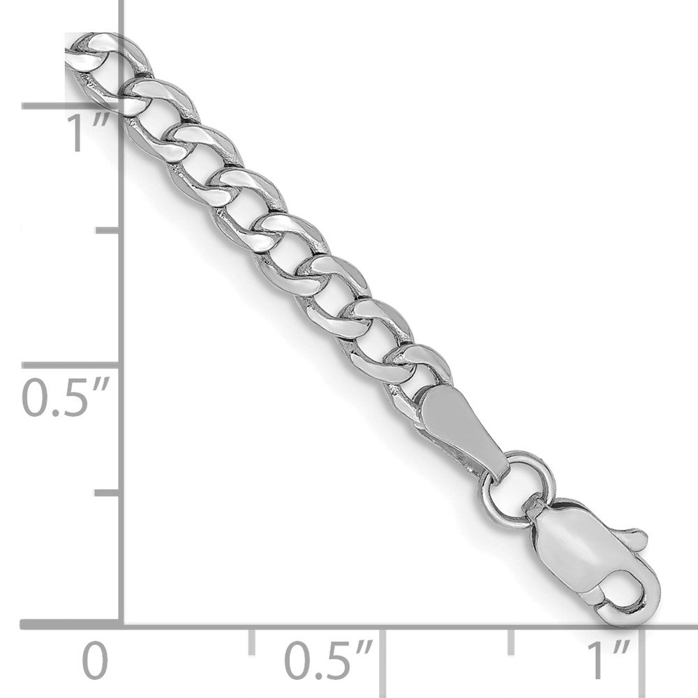 14k White Gold 3.35mm Semi-Solid Curb Chain Anklet - Product Photo