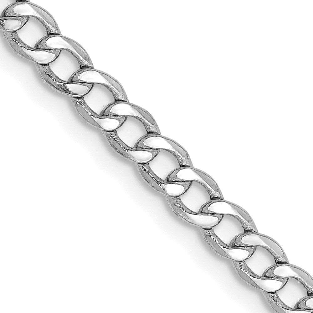 14K White Gold 3.35mm Semi-Solid Curb Chain Necklace 16"-26"