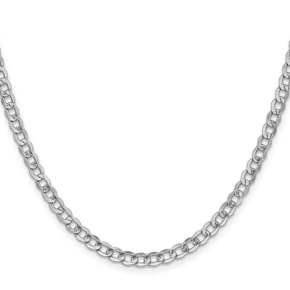 14k White Gold 4.3mm Semi-Solid Curb Chain - Product Photo