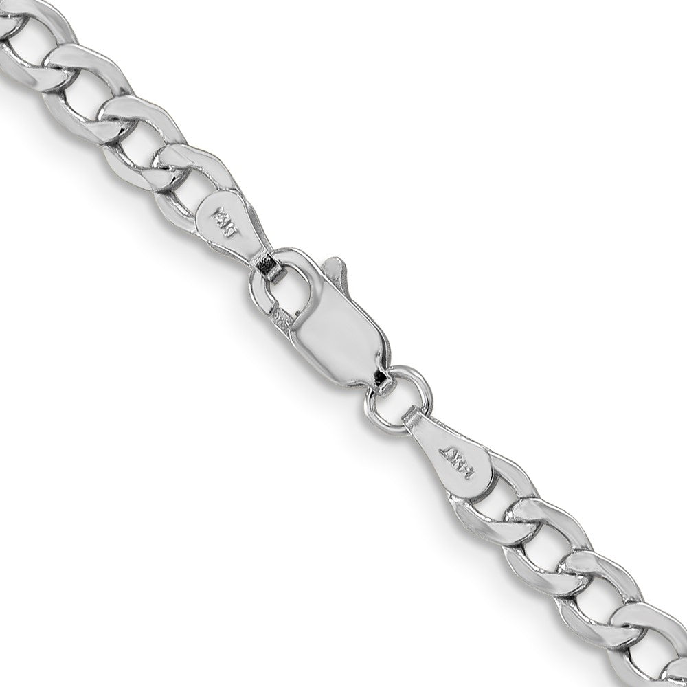 14k White Gold 4.3mm Semi-Solid Curb Chain - Product Photo