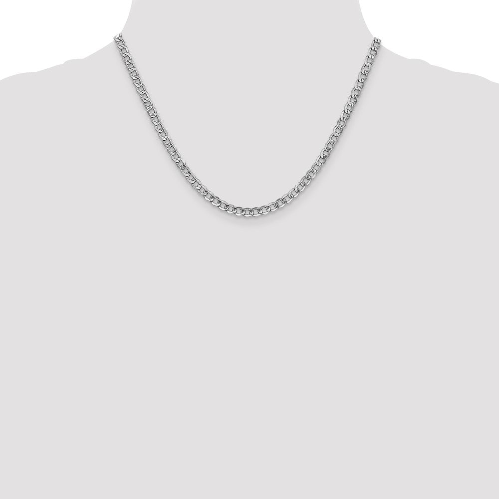 14k White Gold 4.3mm Semi-Solid Curb Chain - Product Photo