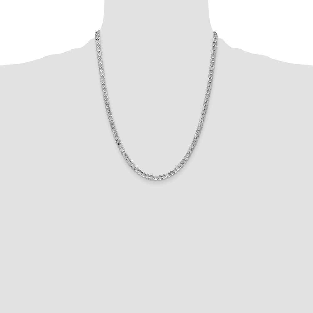 14k White Gold 4.3mm Semi-Solid Curb Chain - Product Photo